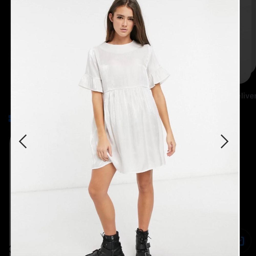 NWT Lola May smock dress in cream shimmer